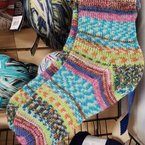 A picture of a sock to show what can be made in the class.