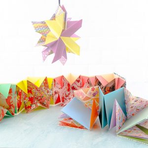 A picture of the folding books being made in the class at Sunshine Weaving and Fiber Arts.